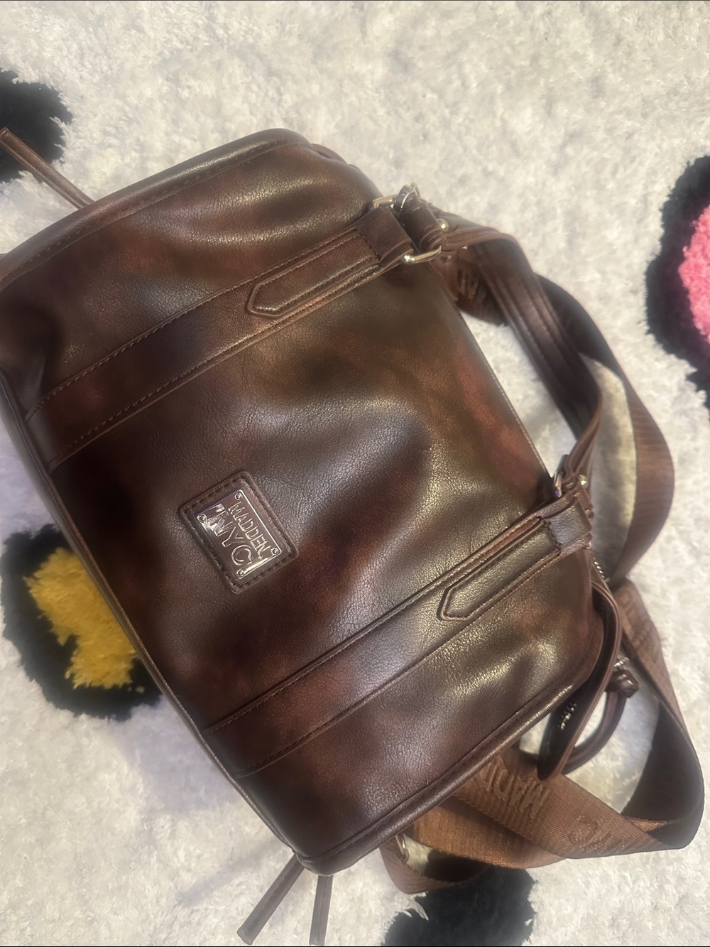MADDEN NYC Brown Leather Crossbody Bag